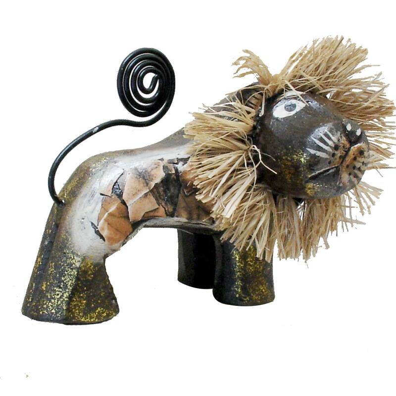 Handmade 4-inch Brown Lion Figurine (Indonesia)