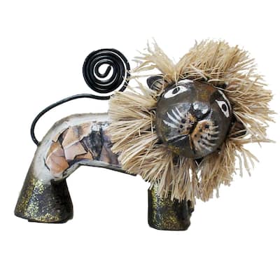 Handmade 4-inch Brown Lion Figurine (Indonesia)