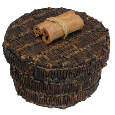 Handmade 3-inch Round Clove Box (Indonesia)