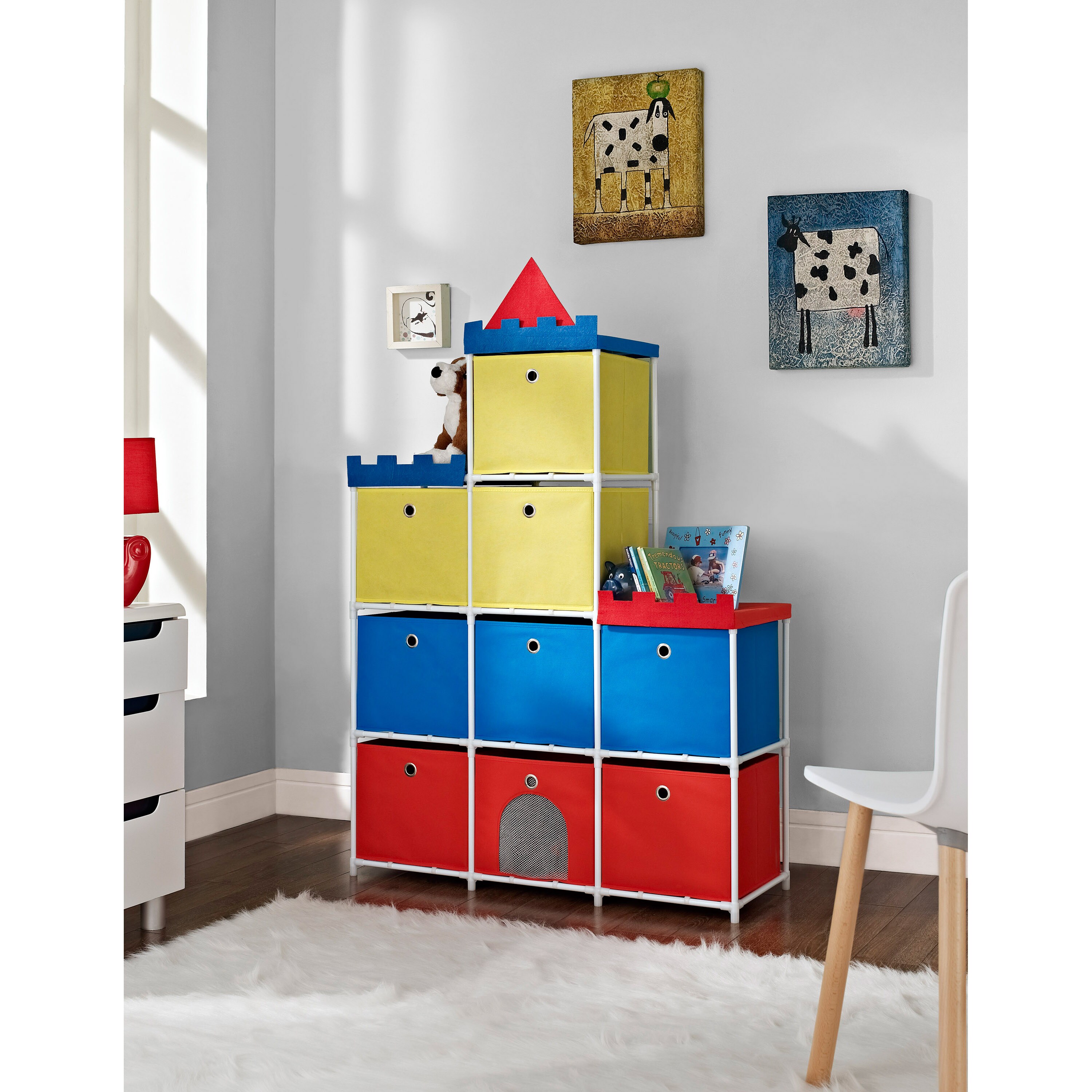 Altra 4-Bin Canvas Storage Organizer Shelf Unit Cube Drawers Kids Toys Clothes 