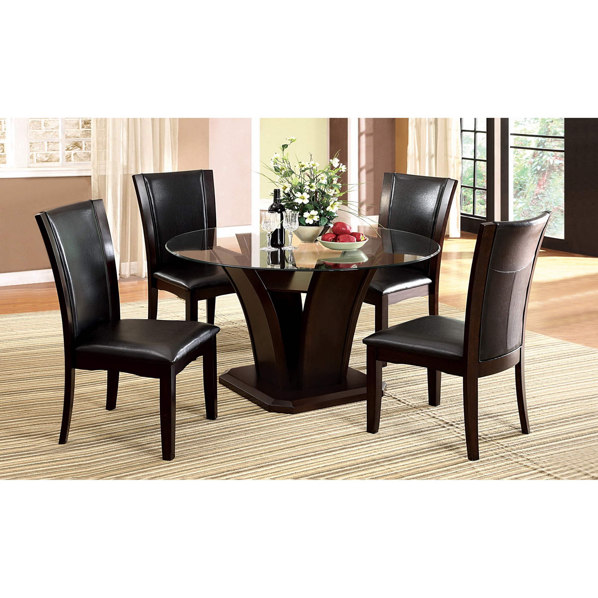 Furniture of America Gale 5 piece Two tone Glass and Cherrywood