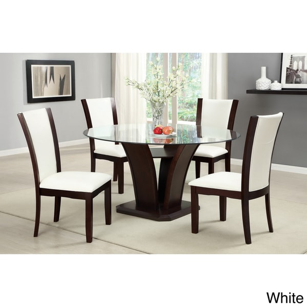 Furniture of America Gale 5 piece Two tone Glass and Cherrywood Dining Set Furniture of America Dining Sets