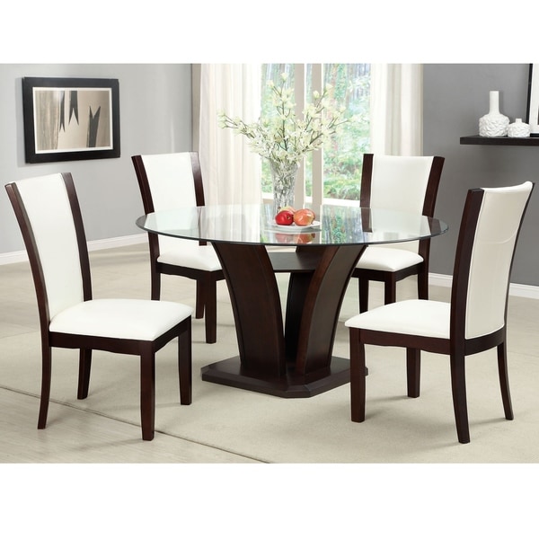 Furniture of America Gale Modern Cherry Solid Wood 5-piece Dining Set