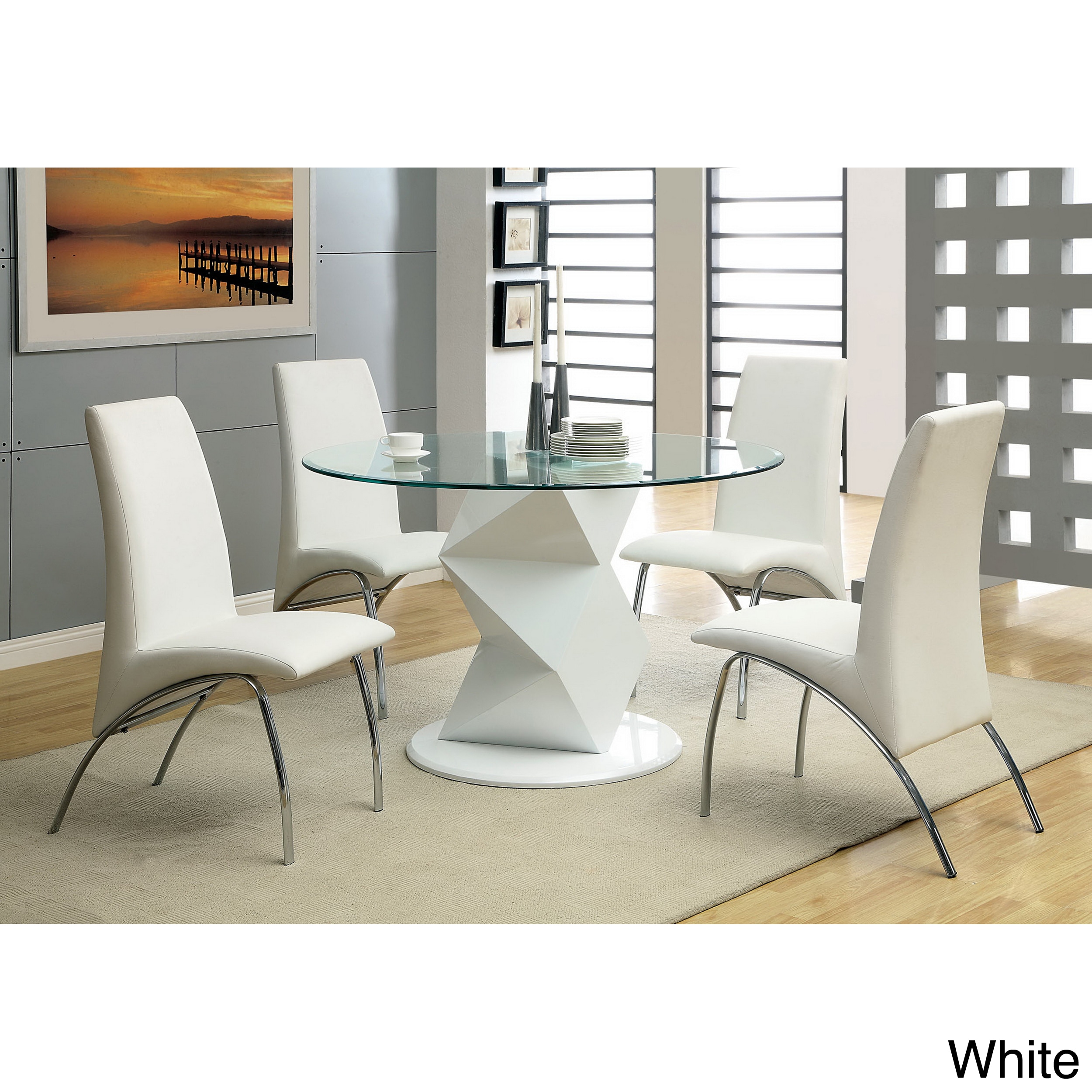 Furniture Of America Picazzo 48 inch Round Tempered Glass Dining Table