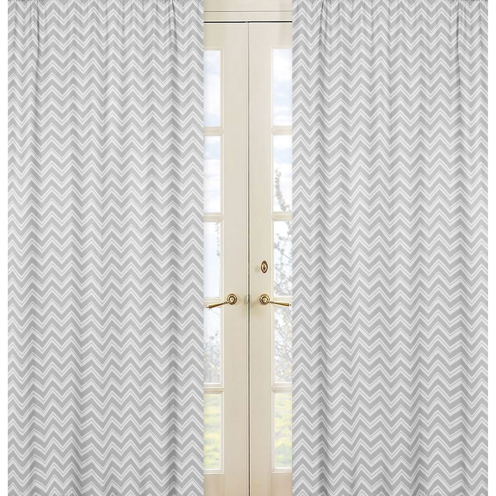 Sweet Jojo Designs Gray and White 84-inch Window Treatment Curtain Panel Pair for Gray and Black Zig Zag Collection - 42 x 84