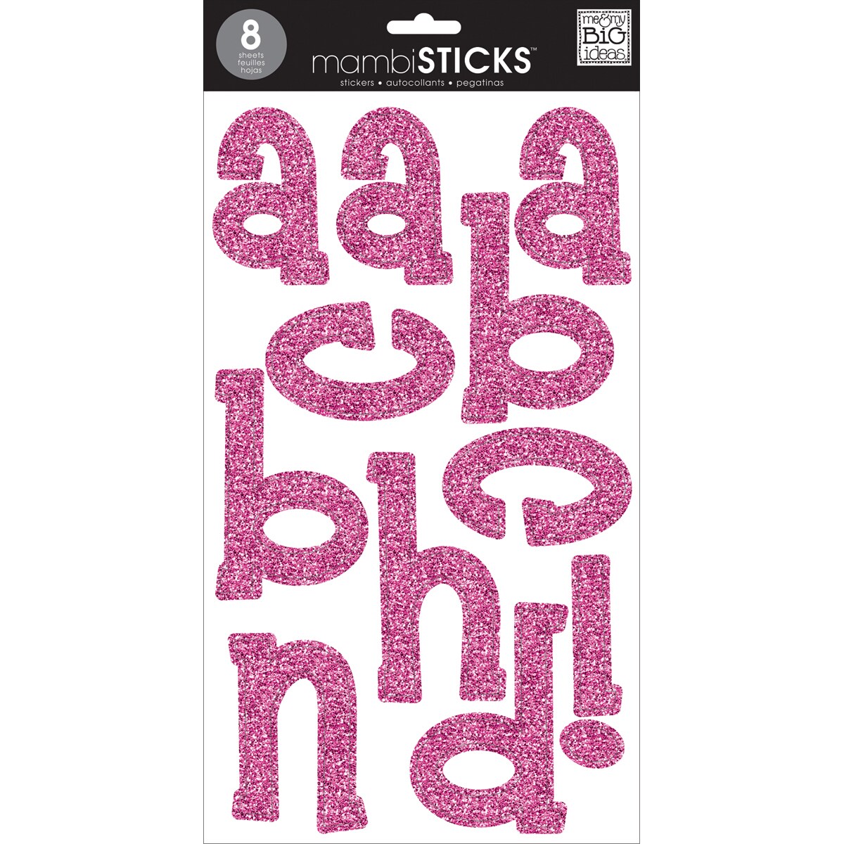 Mambi Large Alphabet Stickers 8 Sheets 7X12-Pink Glitter
