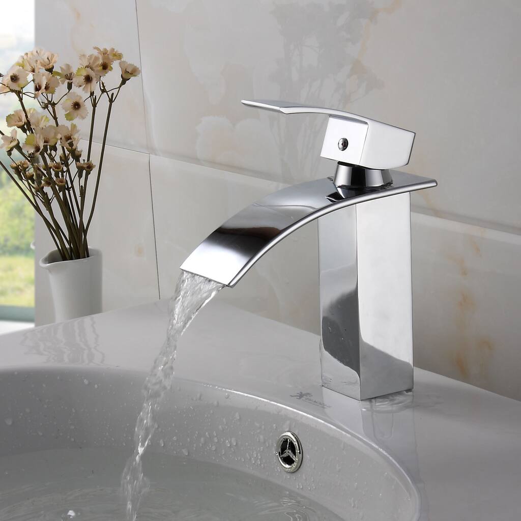 Elite Modern Bathroom Sink Waterfall Faucet Chrome Finish