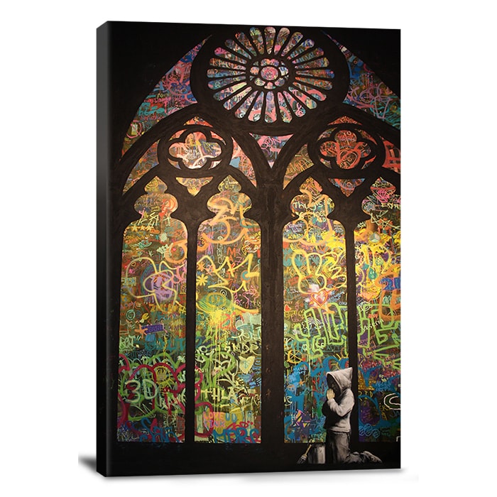 Shop iCanvas Banksy 'Stained Glass Window Graffiti' Canvas