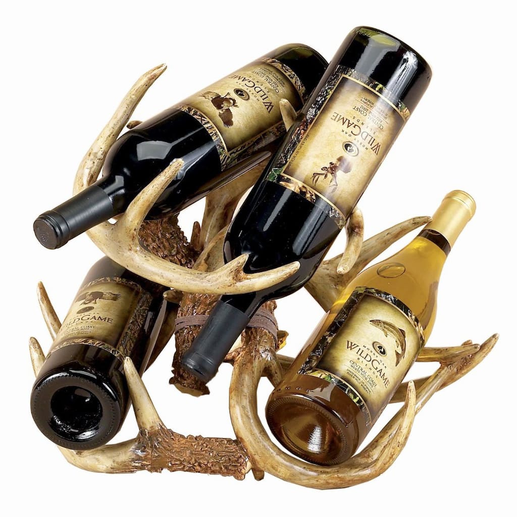 Hand-painted Resin Deer Antler 4-bottle Wine Rack