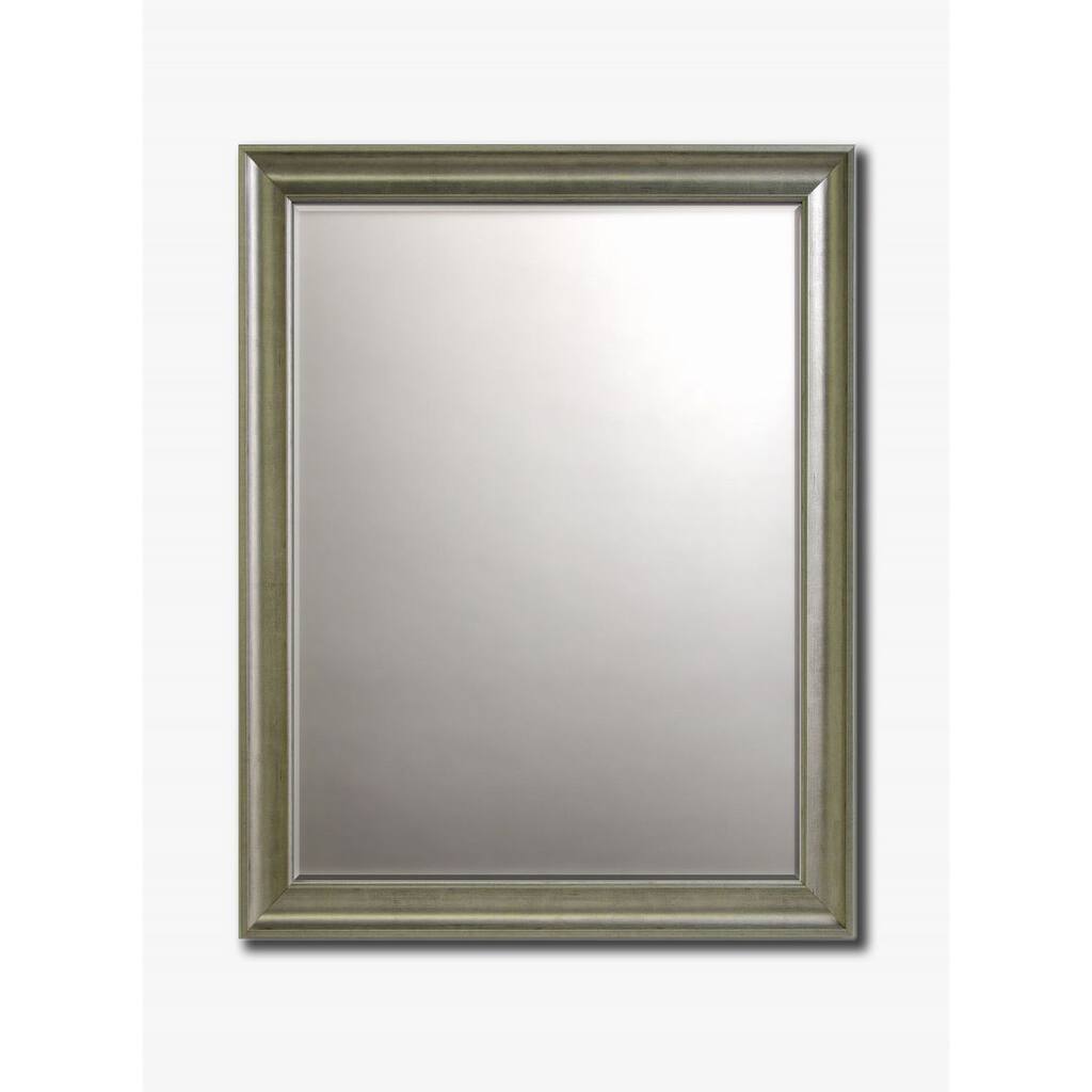 Old World Silver-Framed Beveled Wall Mirror, 30" x 26"