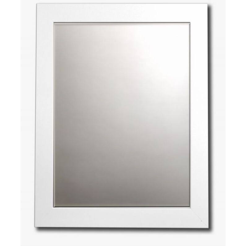 White Satin Framed Beveled Wall Mirror