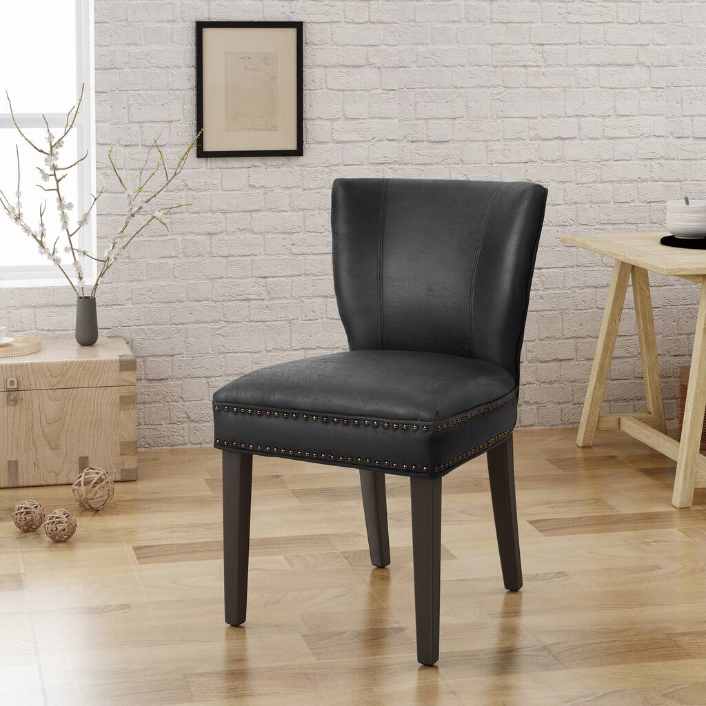 Jackie Contemporary Dining Chair with Nailhead Accents by Christopher Knight Home
