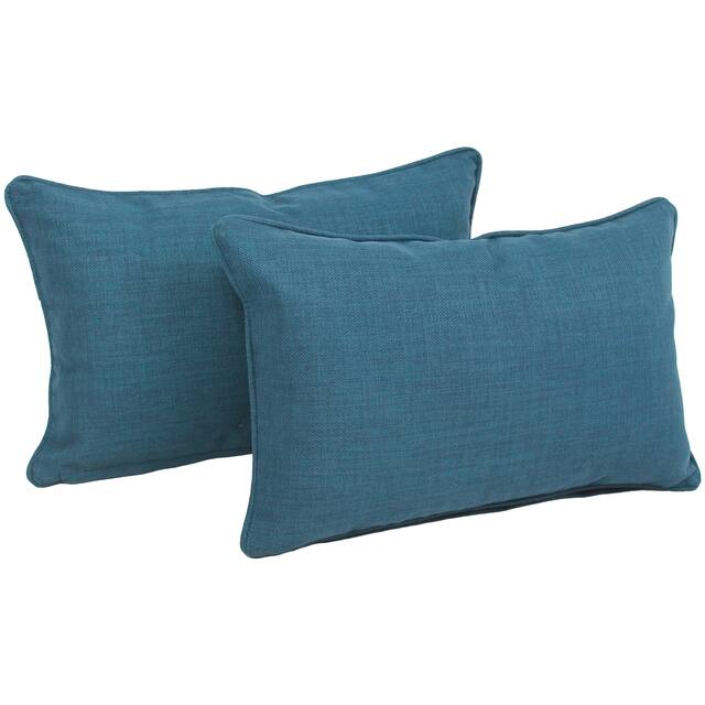 Blazing Needles Indoor/Outdoor Lumbar Support Pillow (Set of 2) - Sea Blue