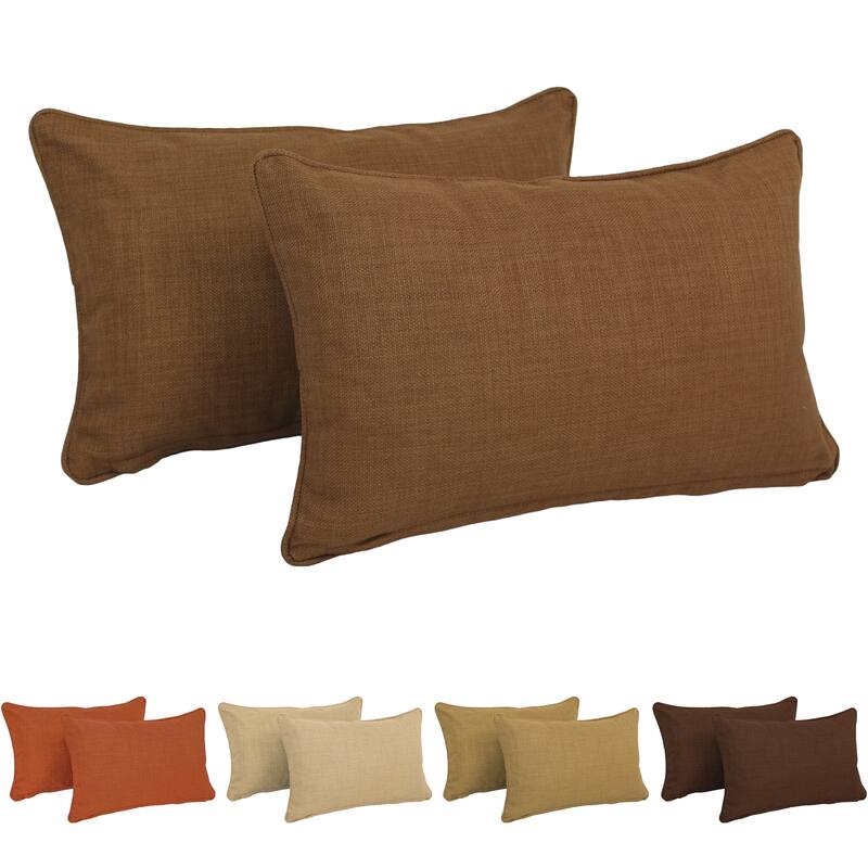 Blazing Needles Indoor/Outdoor Lumbar Support Pillow (Set of 2) - 20 x 12
