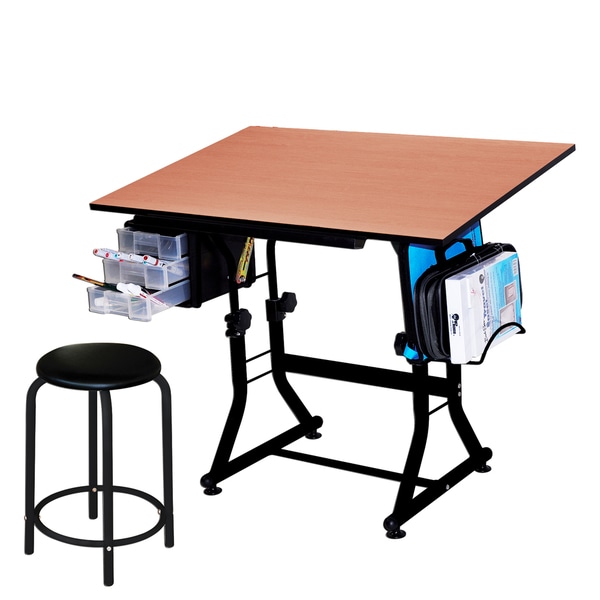 Shop Offex 'Ashley' Black Drafting and Hobby Craft Table with Stool ...