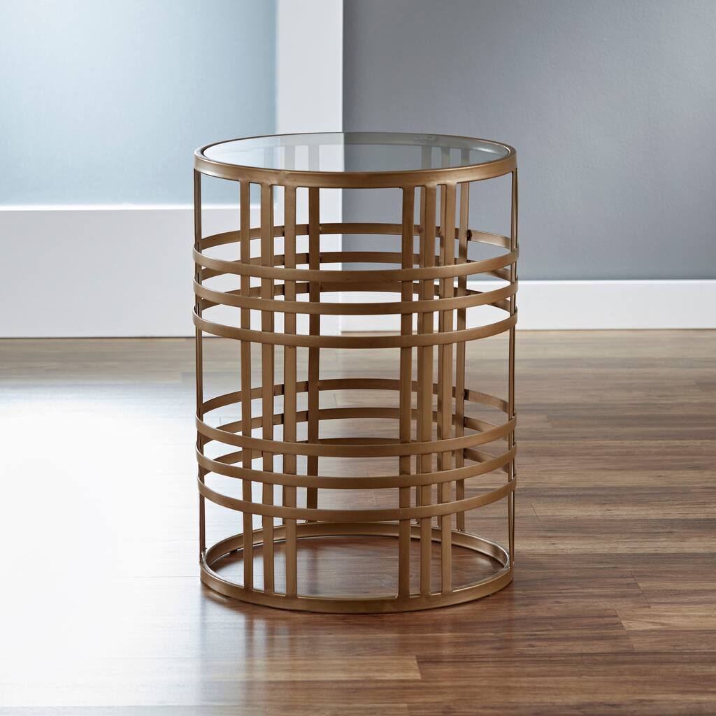 FirsTime & Co. 'Weave' Metal Barrel End Table