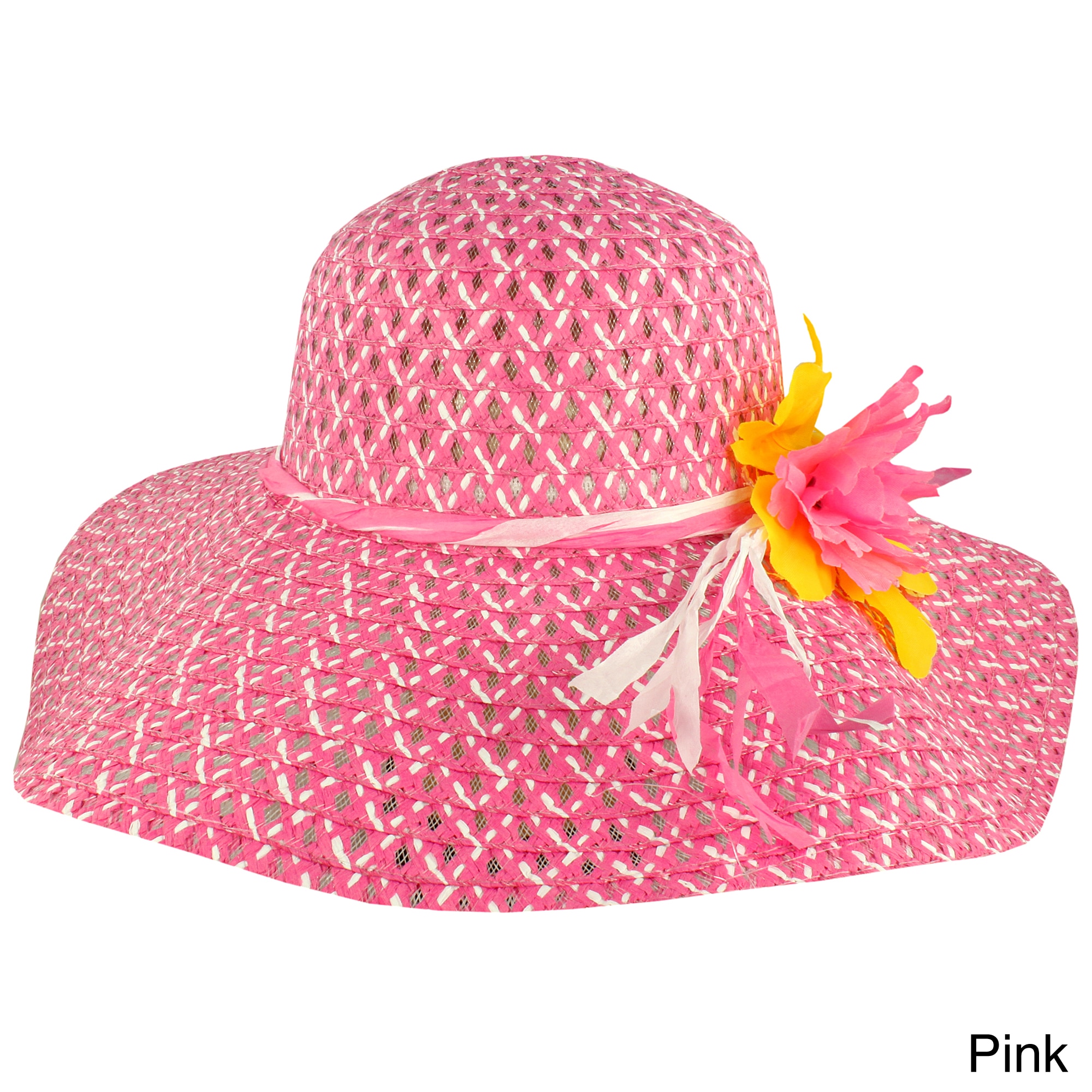 Faddism Faddism Womens Hawaiian Floral Floppy Hat Pink Size One Size Fits Most