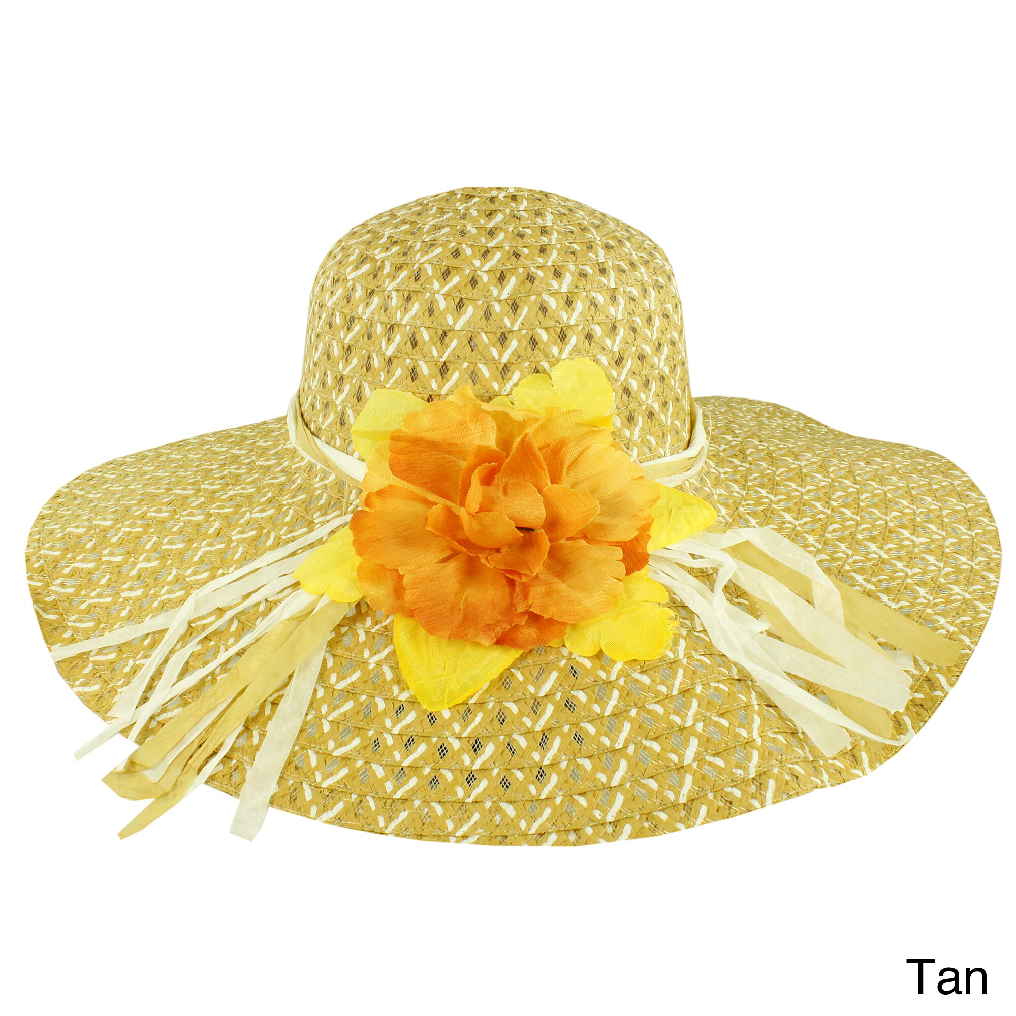 Faddism Faddism Womens Hawaiian Floral Floppy Hat Tan Size One Size Fits Most
