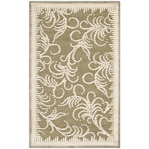 Martha Stewart Fountain Swirl Green/ Ivory Viscose Rug (27 x 4)