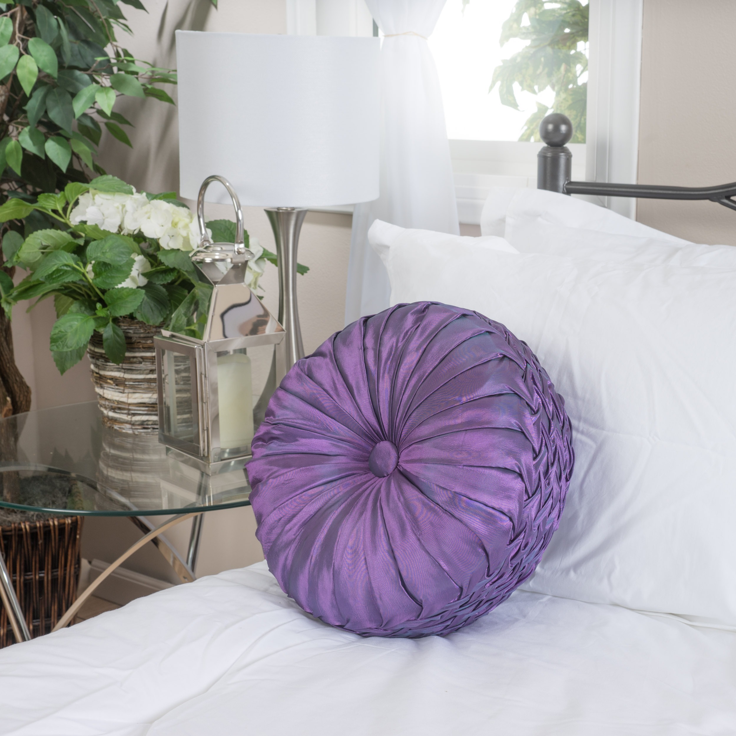 Christopher Knight Home 14 inch Round Purple Sateen Pillow Today $24