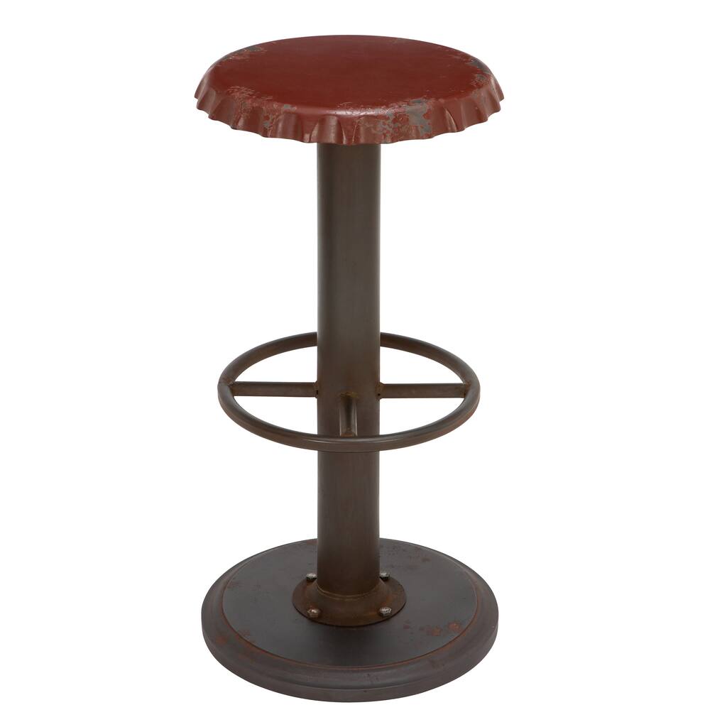 Retro Antiqued Bottle Cap Bar Stool