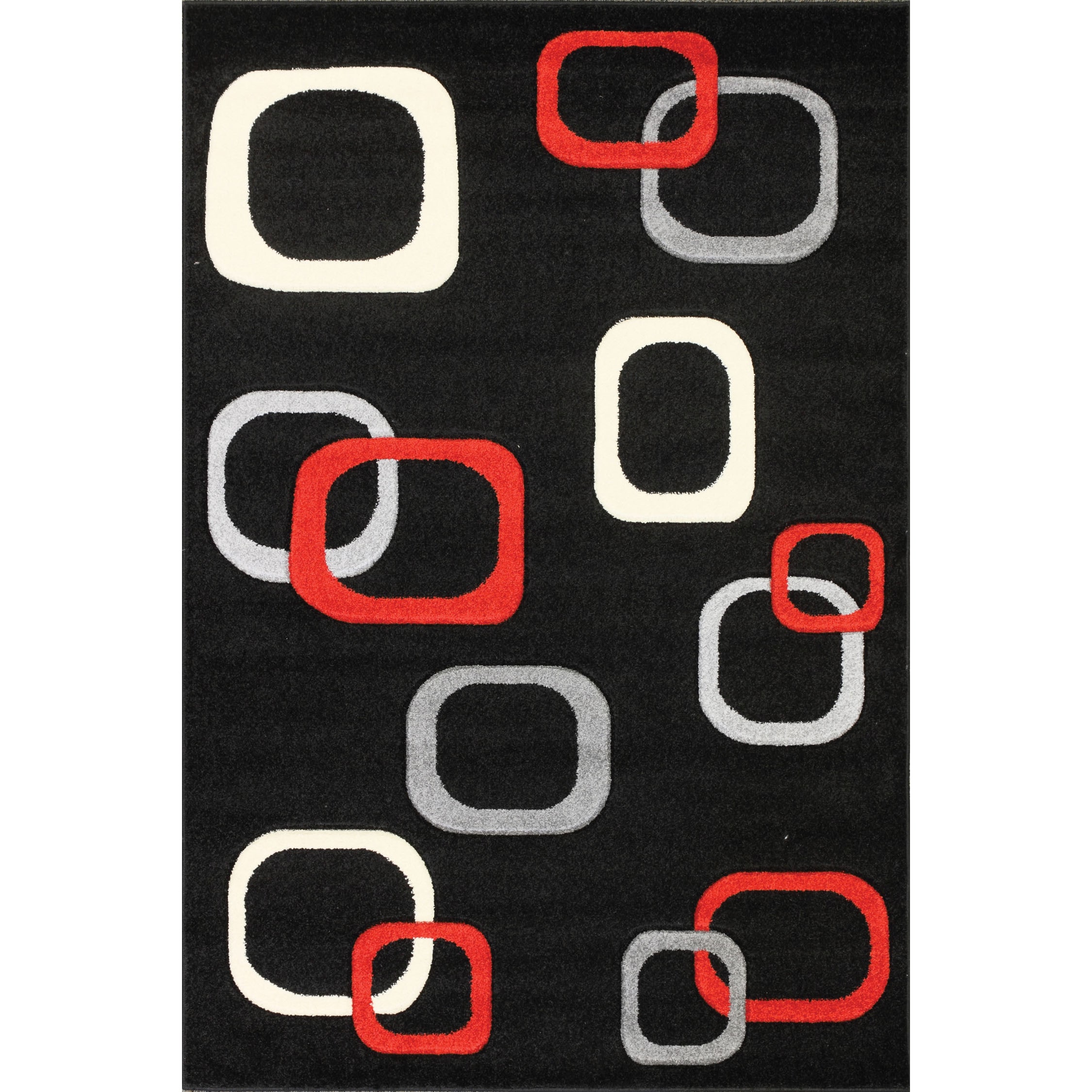 Oasis Floating Blocks Black Frieze Rug (710 X 910)