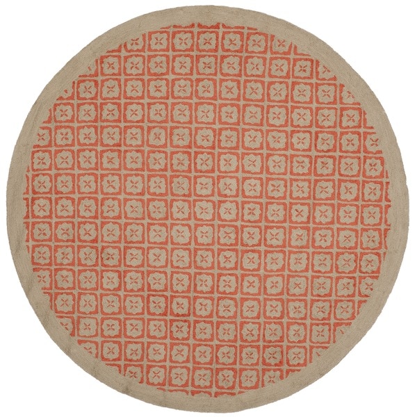 Martha Stewart Blossom Lattice Quince Red Wool Rug (4'x 4' Round) Martha Stewart Round/Oval/Square