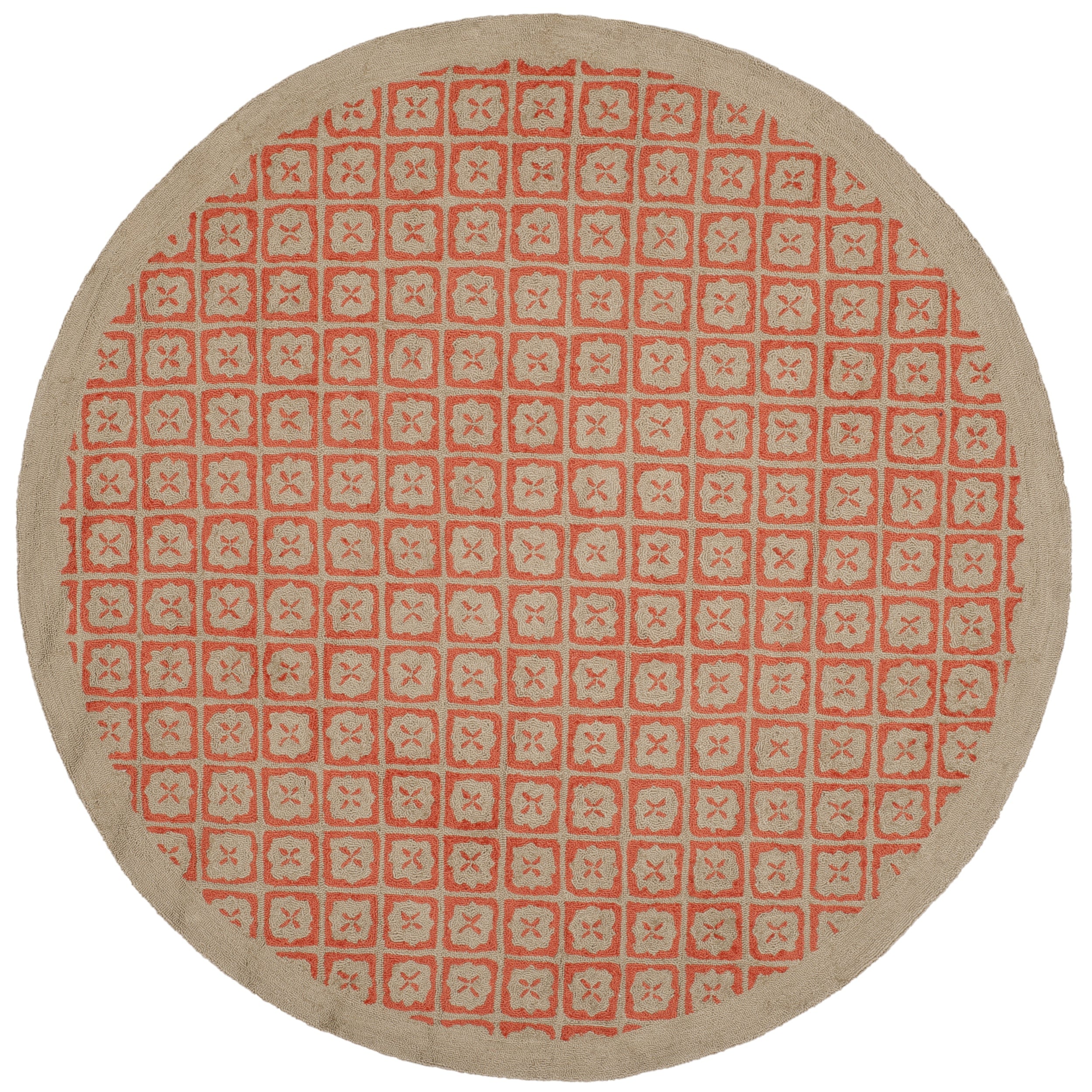 Martha Stewart Blossom Lattice Quince Red Wool Rug (6x 6 Round)