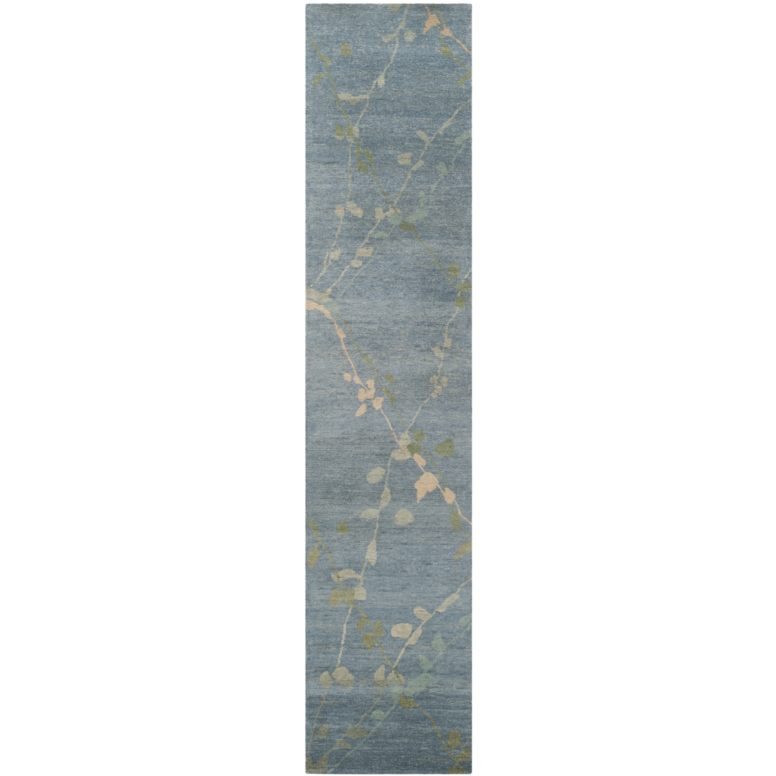 Martha Stewart Trellis Blue/ Quartz Wool Rug (23 X 10)