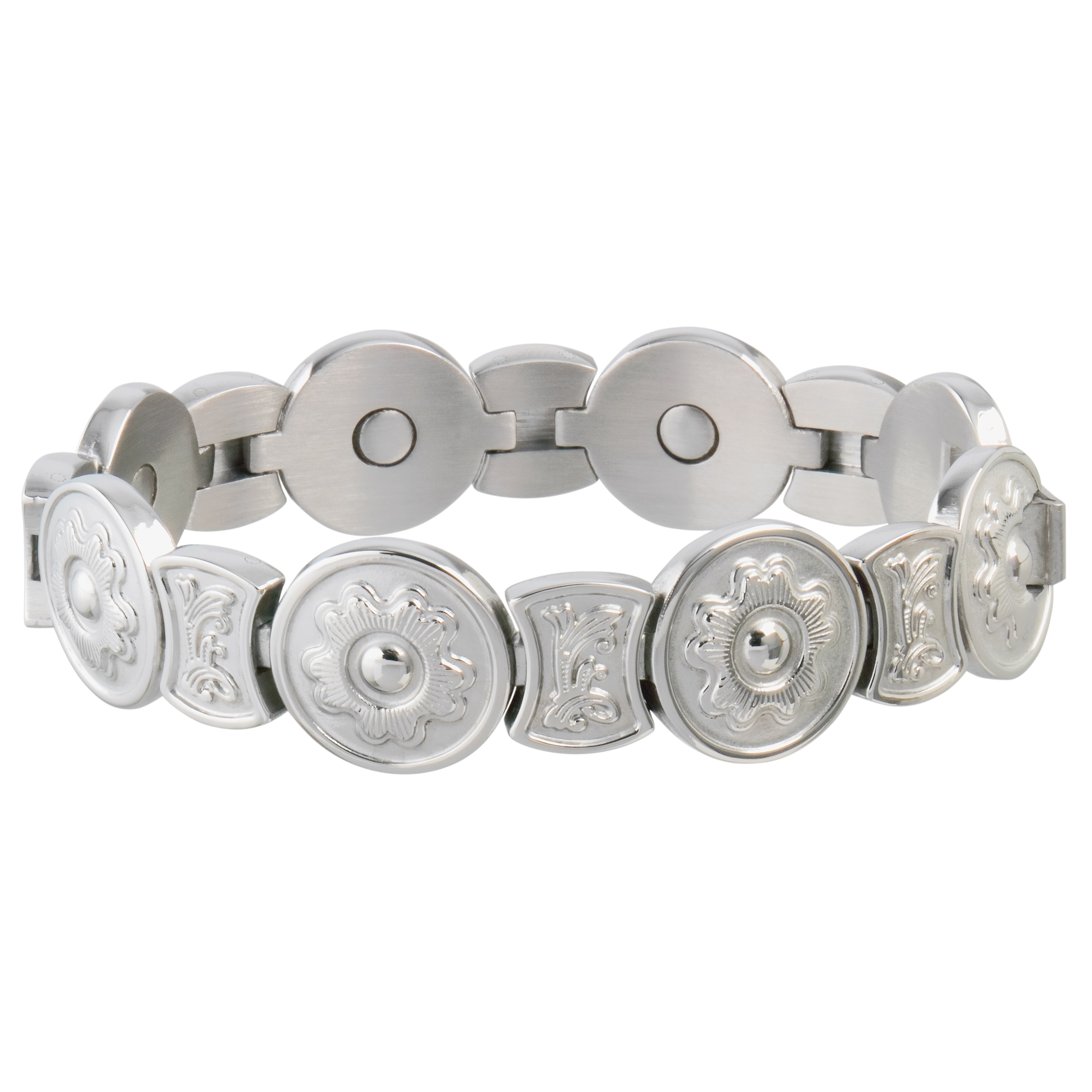 Sabona Round Flower Stainless Steel Magnetic Bracelet