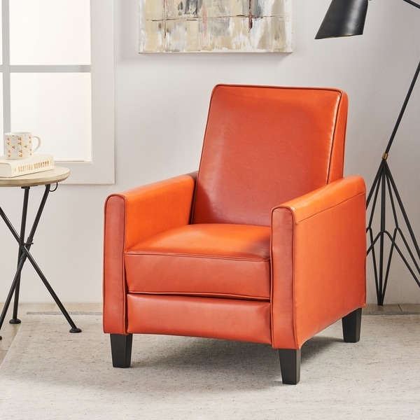 Darvis Orange Bonded Leather Recliner Club Chair by Christopher Knight ...
