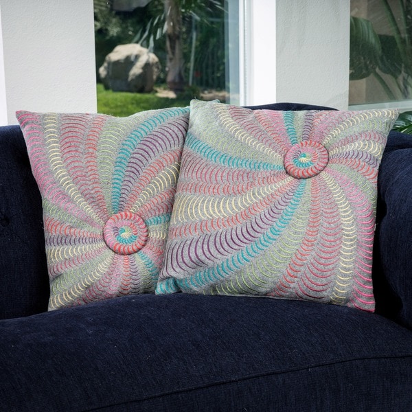 18-inch Grey Flannel Starburst Pillows (Set of 2)