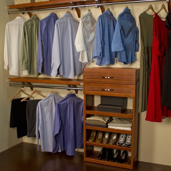 Shop John Louis Deep Woodcrest Carmel Finish 12-inch Closet System - Free Shipping Today ...