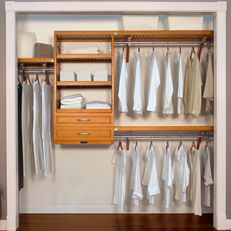 John Louis Caramel Finish 16-inch Deep Woodcrest Closet System