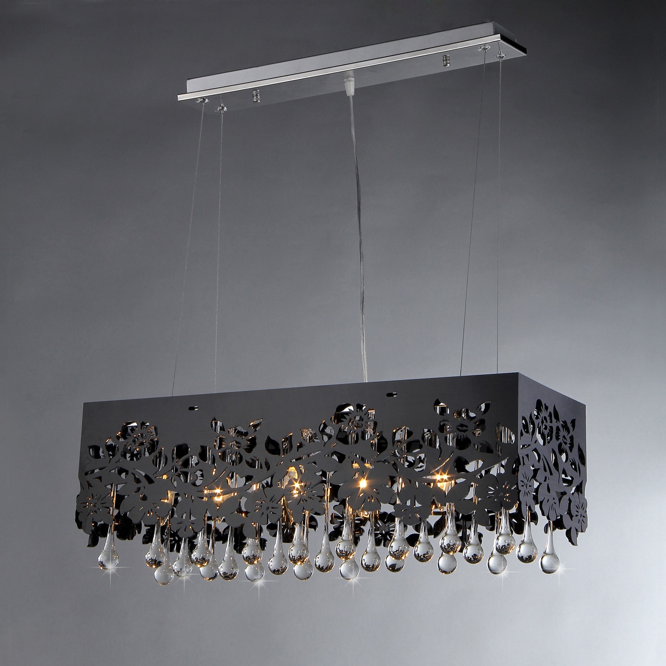 Apollon Black Shaded 6 light Crystal Chandelier