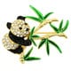 preview thumbnail 1 of 1, Goldtone White and Black Crystal Panda Brooch