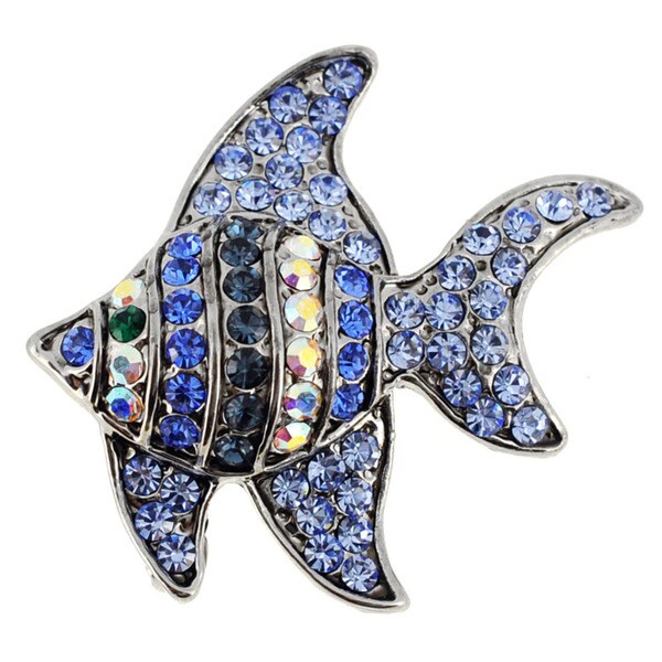 Shop Sapphire Blue Angel Fish Crystal Pin Aquatic Pin Brooch - On Sale ...