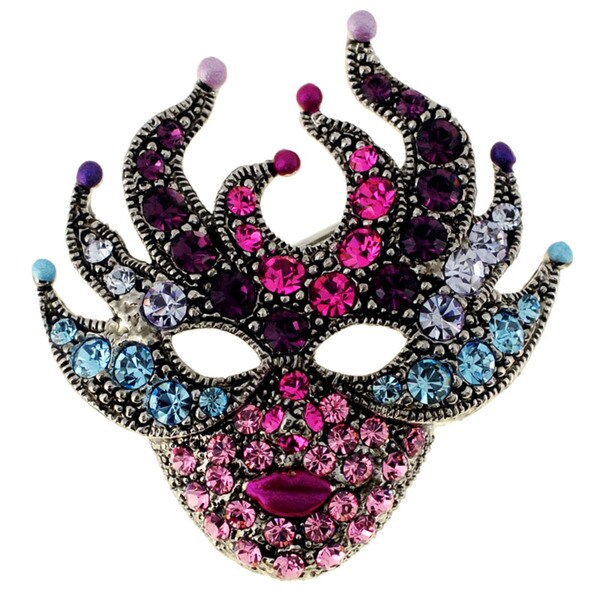 Masquerade Mask Crystal Fashion Pin Brooch