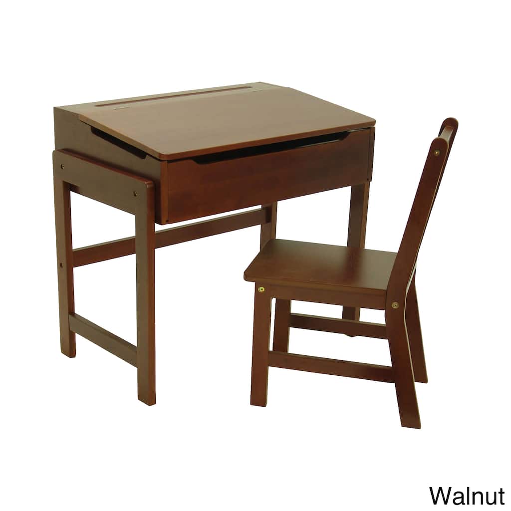 Child's Slanted Top Solid Wood Desk and Chair
