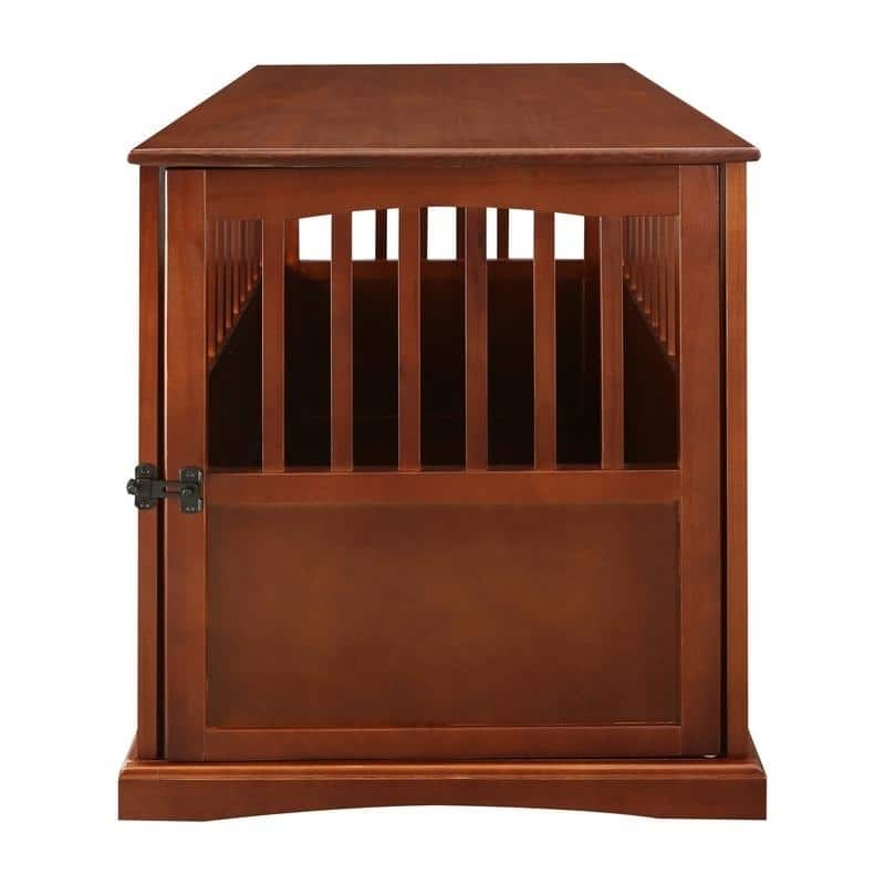 Wooden Pet Crate End Table with Lockable Door - 24"W x 36.5"D x 29.25"H - Walnut