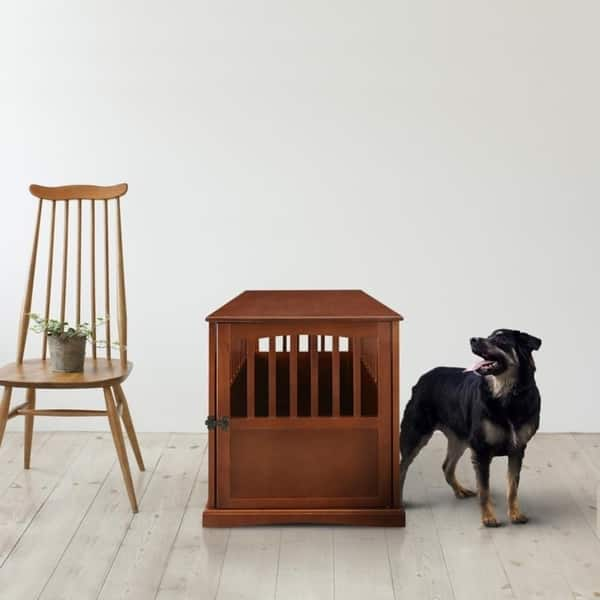 Shop Wooden Pet Crate End Table With Lockable Door Overstock