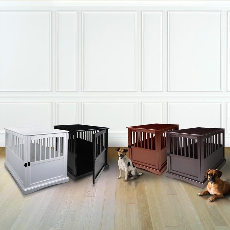 black dog crate end table