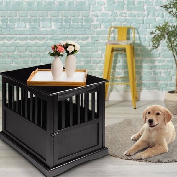 Shop Wooden Pet Crate End Table With Lockable Door Overstock