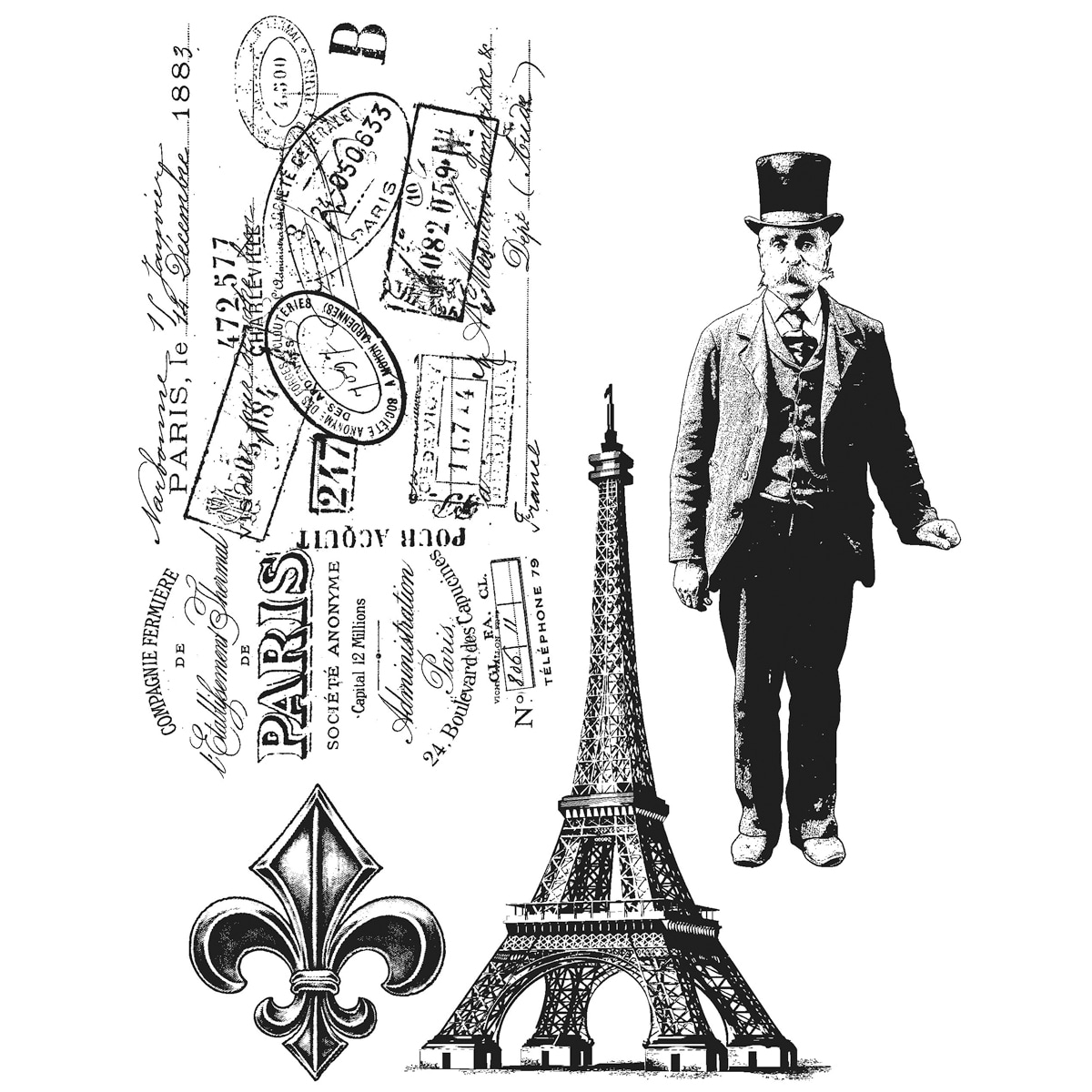 Tim Holtz Cling Rubber Stamp Set paris Memoir