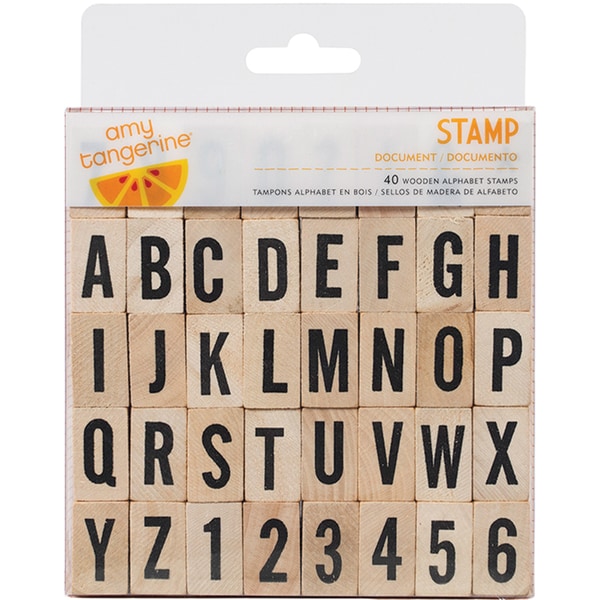 Amy Tangerine Yes Please Wood Mounted Rubber Stamps Alpha/Numbers 40pcs American Crafts Wood Stamps