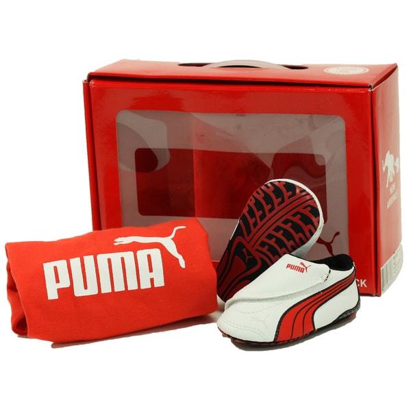 Shop Puma Kids Boys White Crib Shoes and Red Tee Set Free Shipping On Orders Over 45