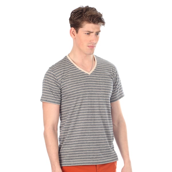 191 Unlimited Mens Striped V neck T shirt