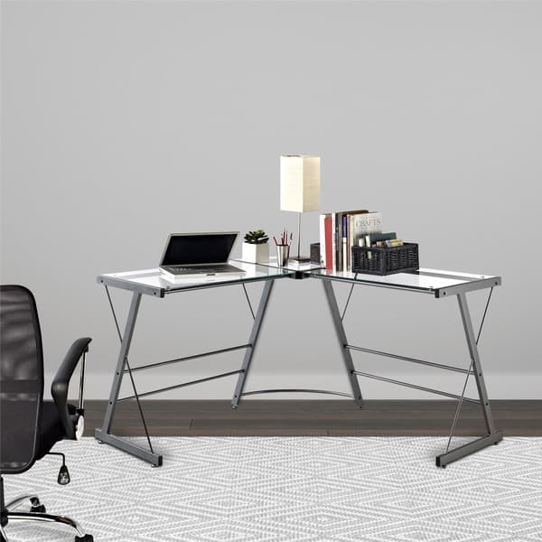 Shop Avenue Greene Thomas Glass L Shaped Computer Desk Free