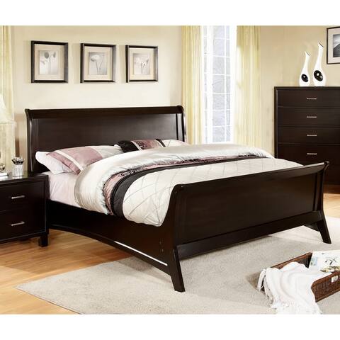 Furniture of America Jisc Modern Brown Full Solid Wood Sleigh Bed