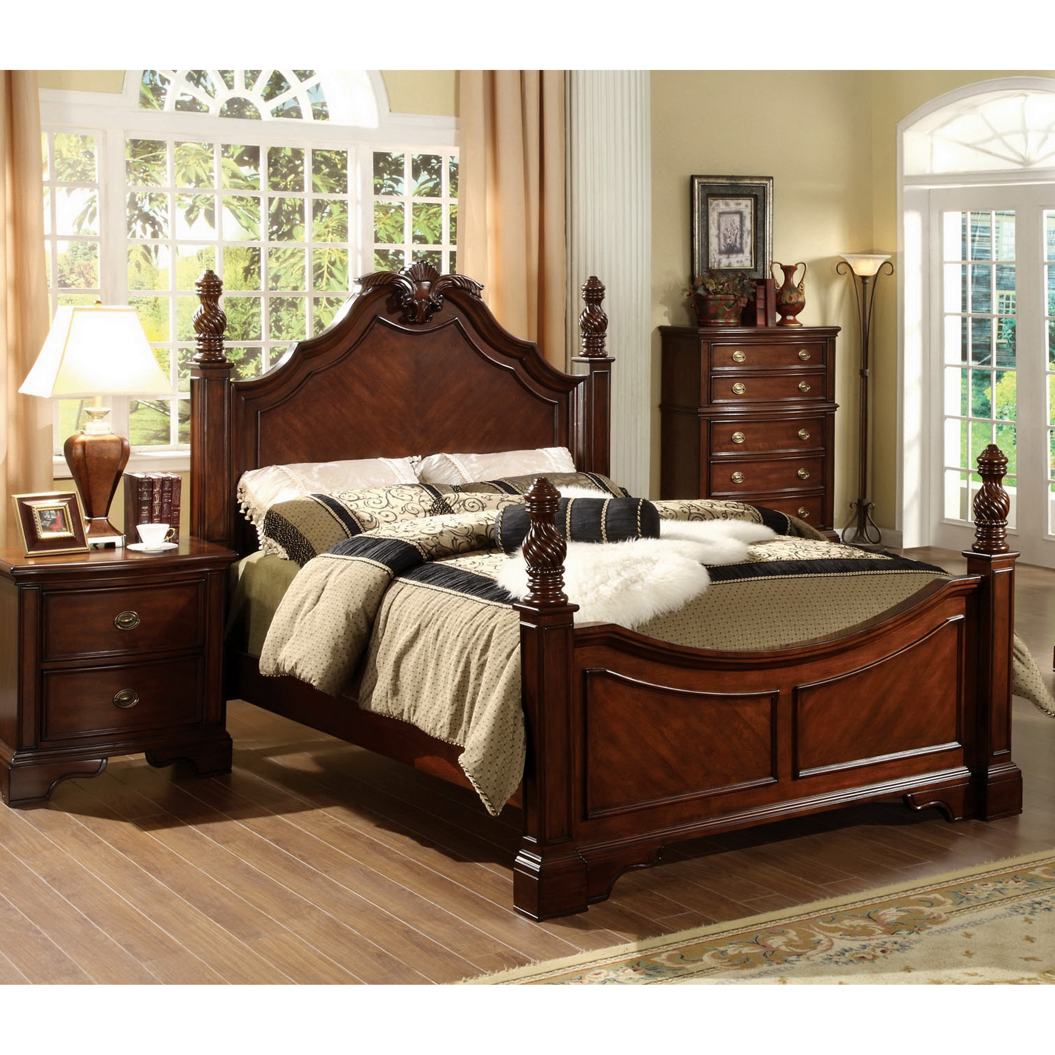 Furniture Of America Luxi Kenji Formal Dark Cherry Bed